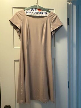 Theory Classic Short-Sleeve A-Line Dress in Nude